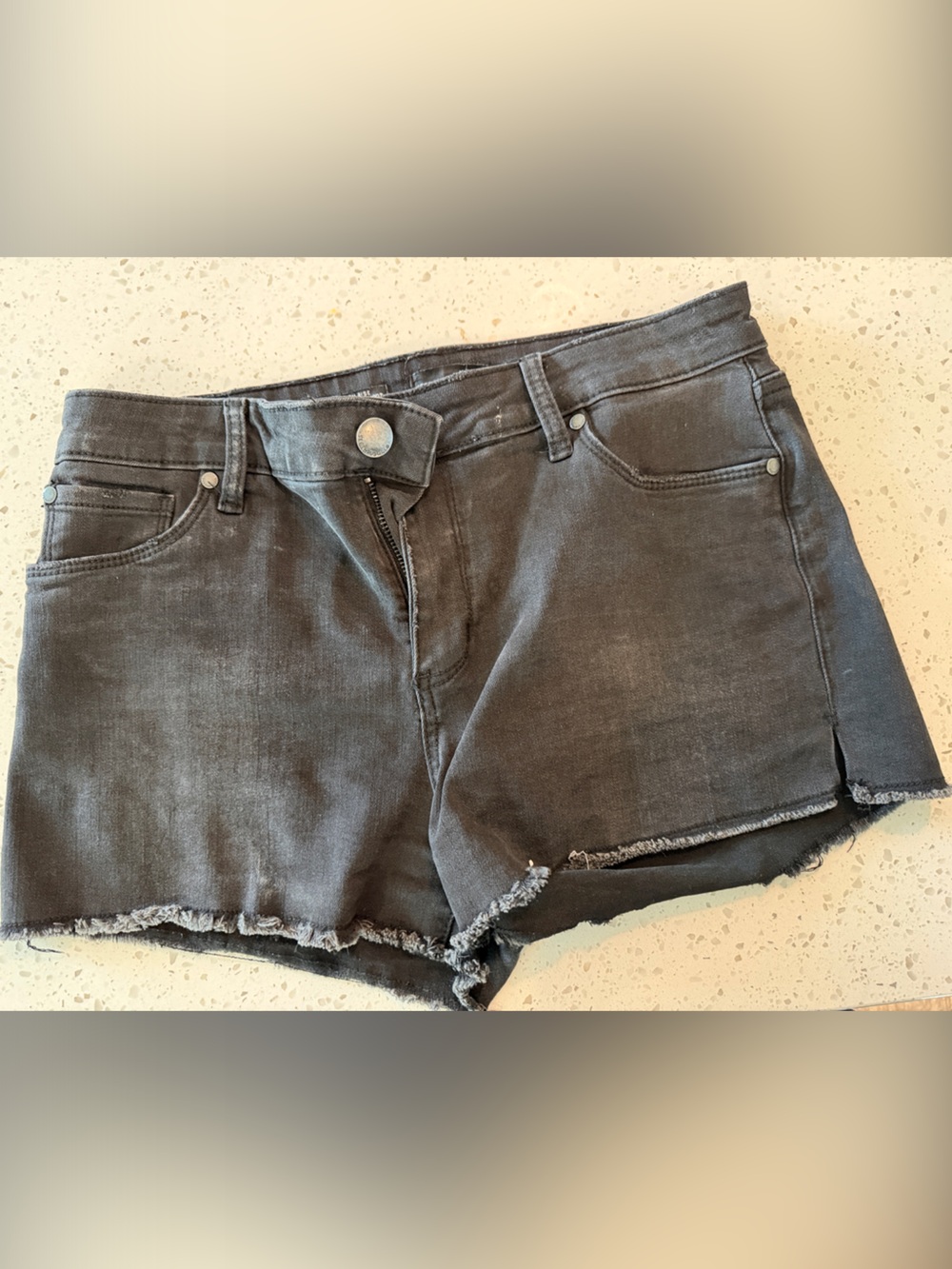 See Thru Soul Faded Black Denim Cutoff Shorts